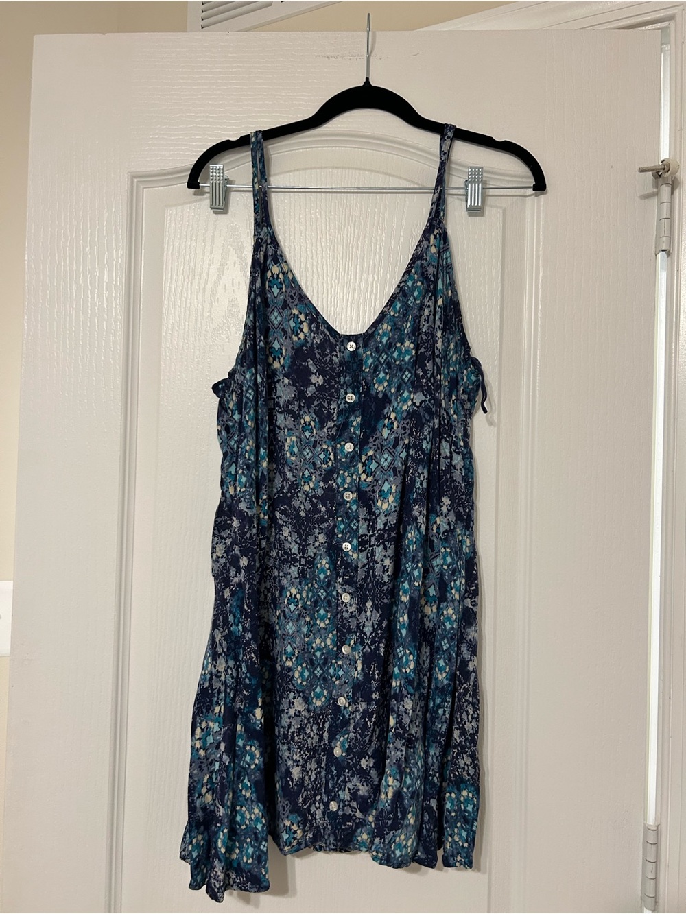Aeropostale Blue Patterned Button-Front Women's babydoll Dress